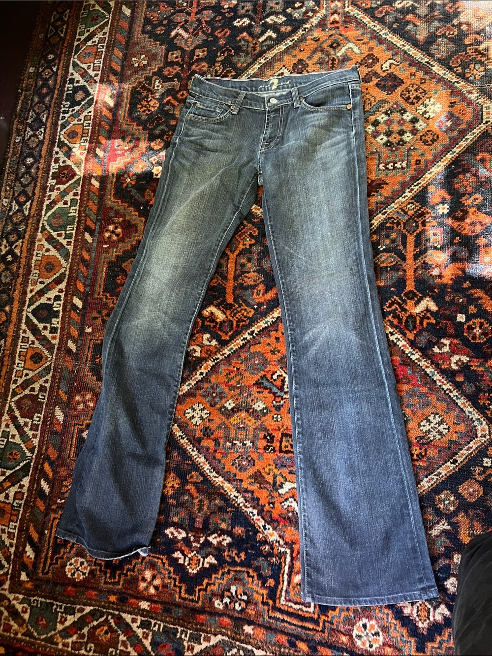 7 For All Mankind Women's Faded Blue Flare Jeans
